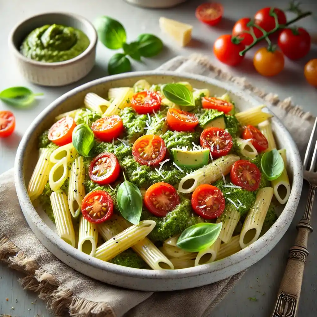 Ricetta di Pasta con Pesto di Avocado e pomodorini senza glutine